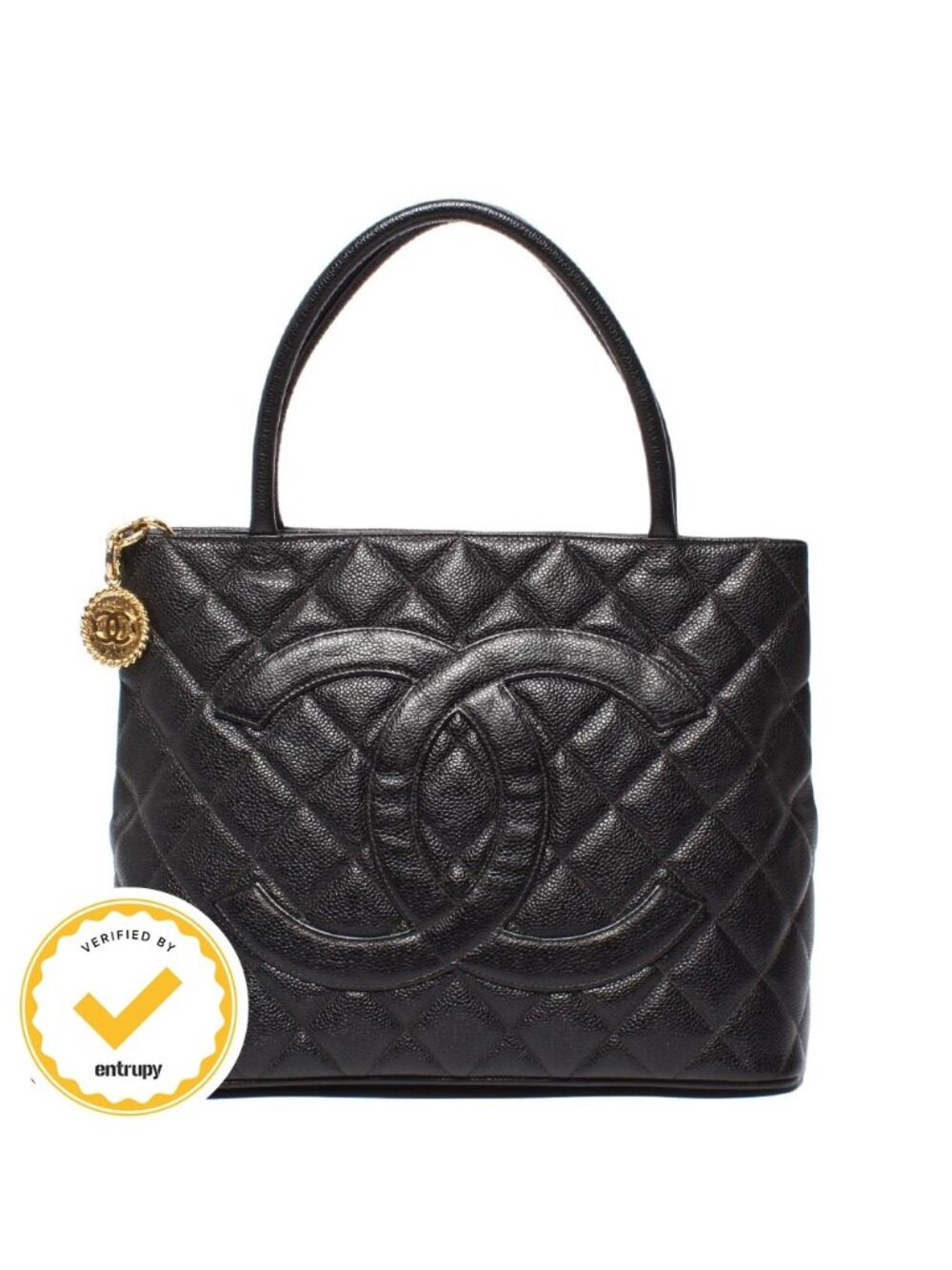 Chanel Tote Gold Quilted No 5 Caviar Leather
